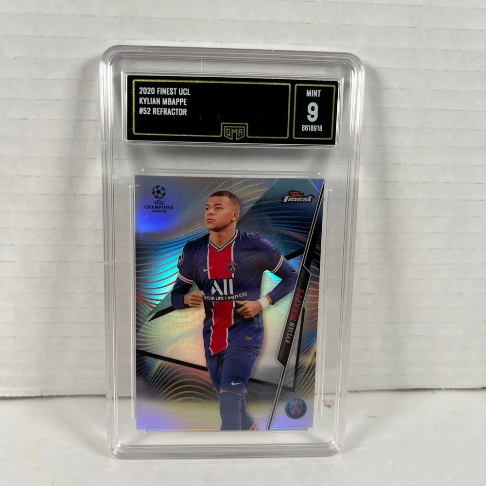 2020 Topps Finest Kylian Mbappe #52 Refractor GMA 9 Mint PSG Soccer Card